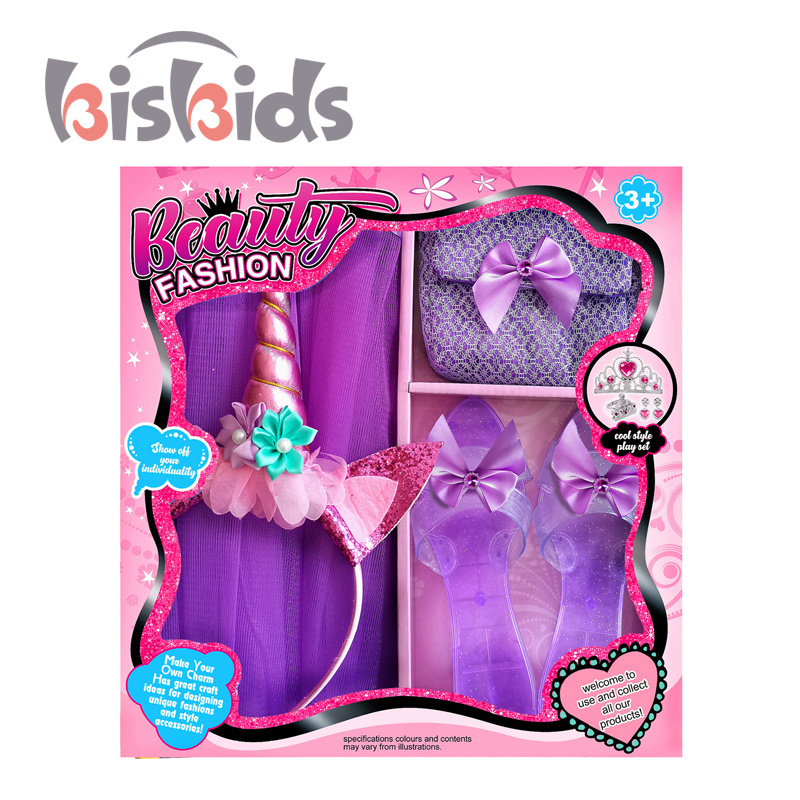 Fashion Crystal shoes princess dress for girl  beauty play set plastic toys magic wand crown toys for girls princess