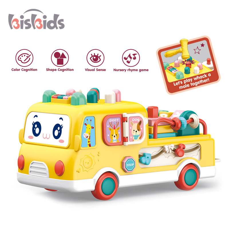 Early Education Baby High Quality New Educational Plastic Toy Multi Function Baby Bus With Light