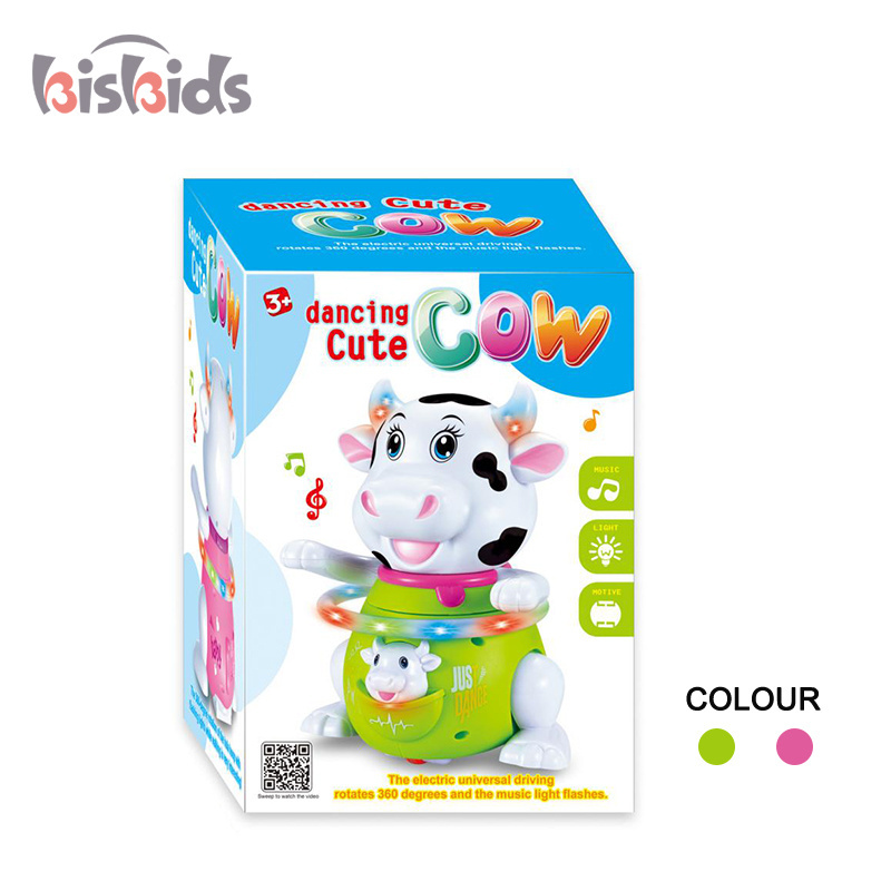 China Factory Kids Plastic Electric Flash Robot Music Walking Singing Dancing Cow Toy With Light