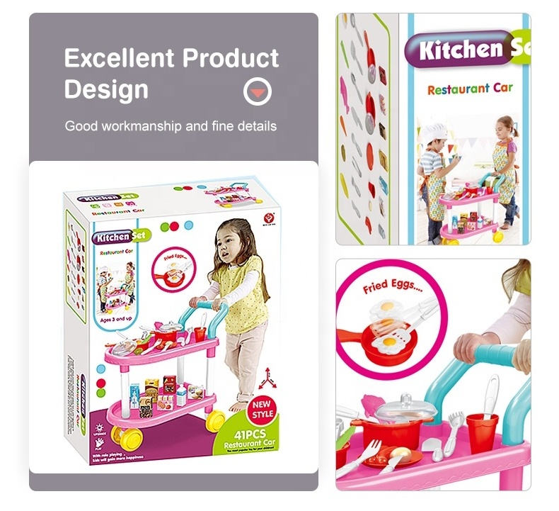 Cooking game educational happy restaurant car kitchen set new style with 41 pcs