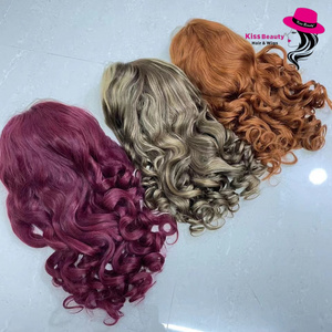 Highlight Color 4/27 350 99J Human Hair Lace Front Loose Wave Colored Wig Transparent Lace Wig