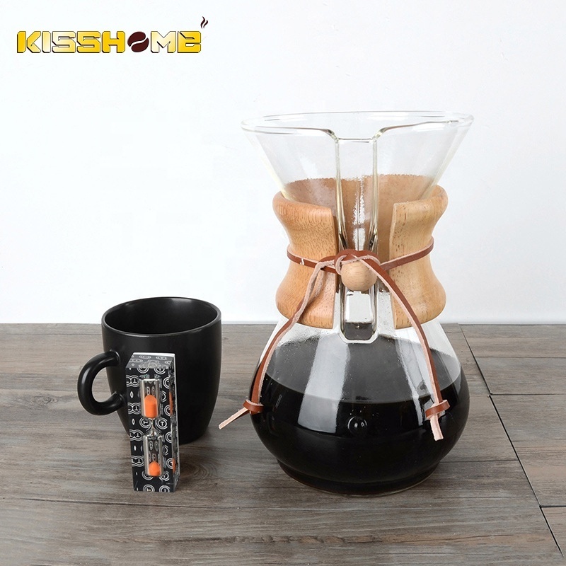 Wooden Collar Glass Pour Over Hand Drip Cup 500ML Heat-resisting High-temperature Glasses Espresso Coffee Share Pot