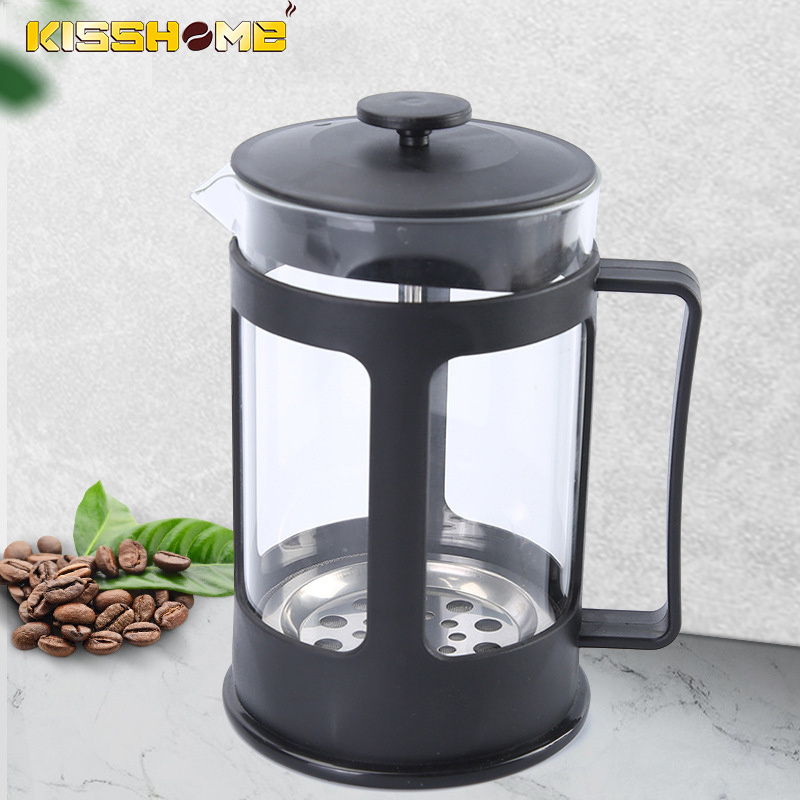 Coffee Maker French Press Portable BPA Free High Borosilicate Glass 304 Stainless Steel Black 350ML Glass Coffee French Press