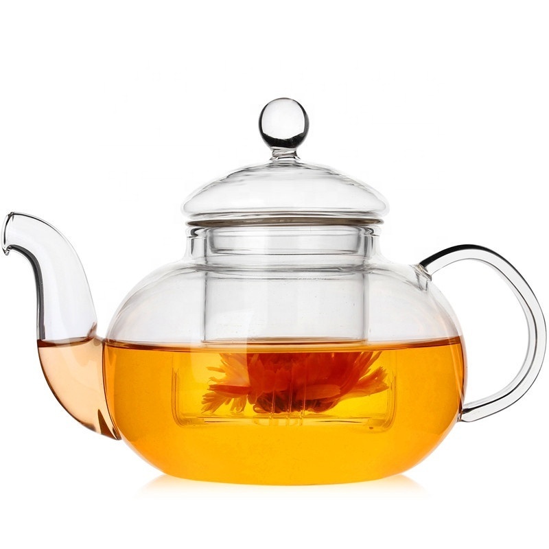 Glass Kettle Tea Infuser Clear Heat Resistant High Borosilicate Glass 1000ML Transparent Manual Blowing Filter Flower Tea Pot