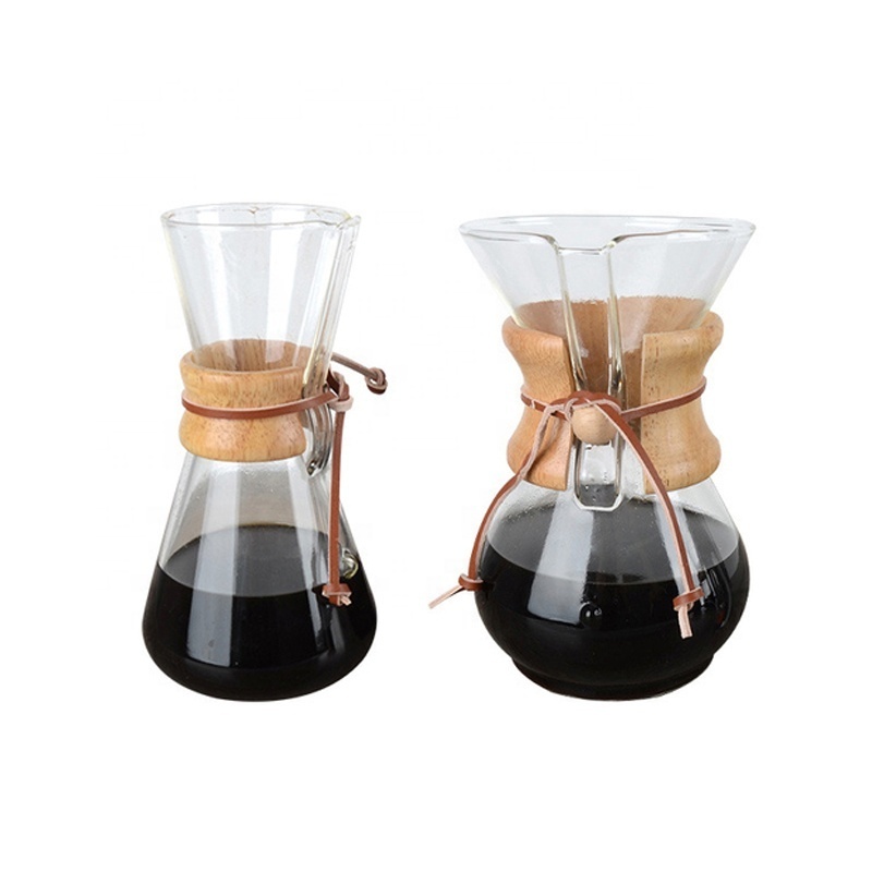 Wooden Collar Glass Pour Over Hand Drip Cup 500ML Heat-resisting High-temperature Glasses Espresso Coffee Share Pot