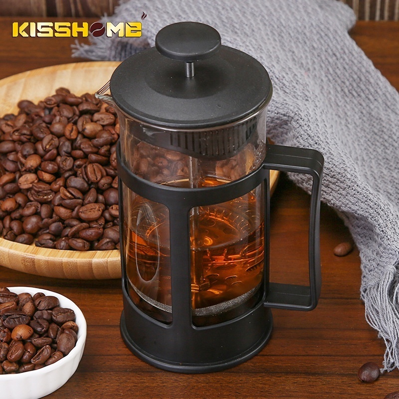 Coffee Maker French Press Portable BPA Free High Borosilicate Glass 304 Stainless Steel Black 350ML Glass Coffee French Press