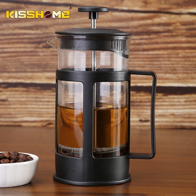 Coffee Maker French Press Portable BPA Free High Borosilicate Glass 304 Stainless Steel Black 350ML Glass Coffee French Press