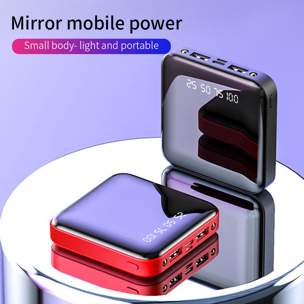 small powerbank station cute power bank with mirror 10000 mah powerbank mini led flashlight pawar bank battery 20000 mah battery