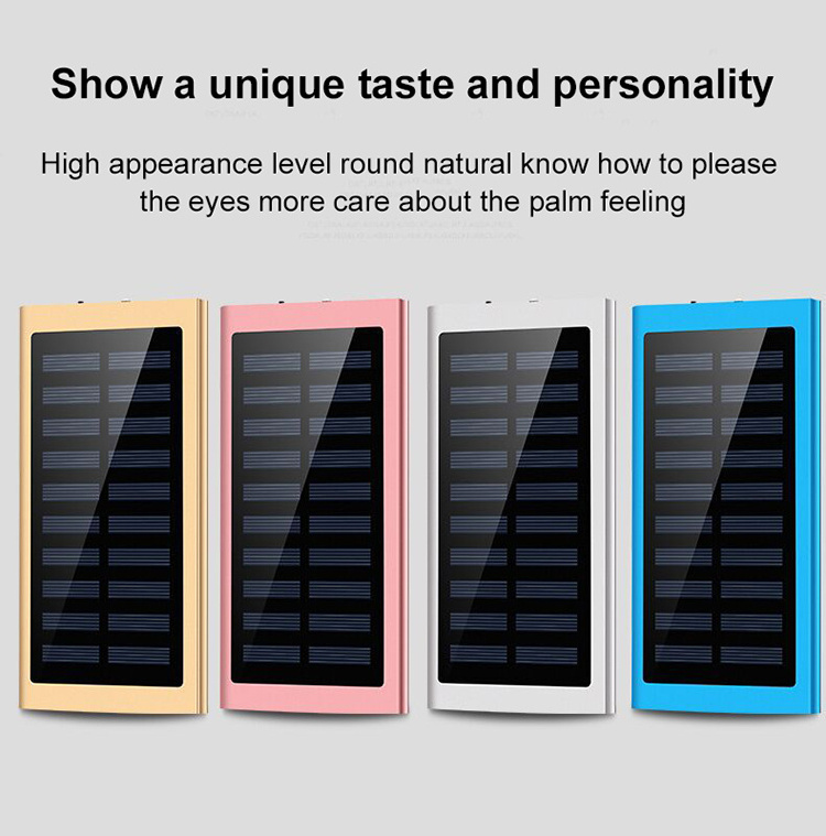 Top Aluminum Alloy 6 Colors Dual USB Mini Flashlight with Power Bank 20000mAh Slim Powerbank 20000 Small Powerbanks Solar Panel