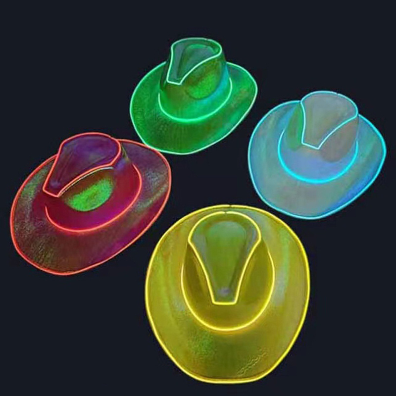 Colorful LED Light Up Hat Adult Cowboy Cowgirl Hat for Halloween Christmas Party EDC Cosplay costume Hats