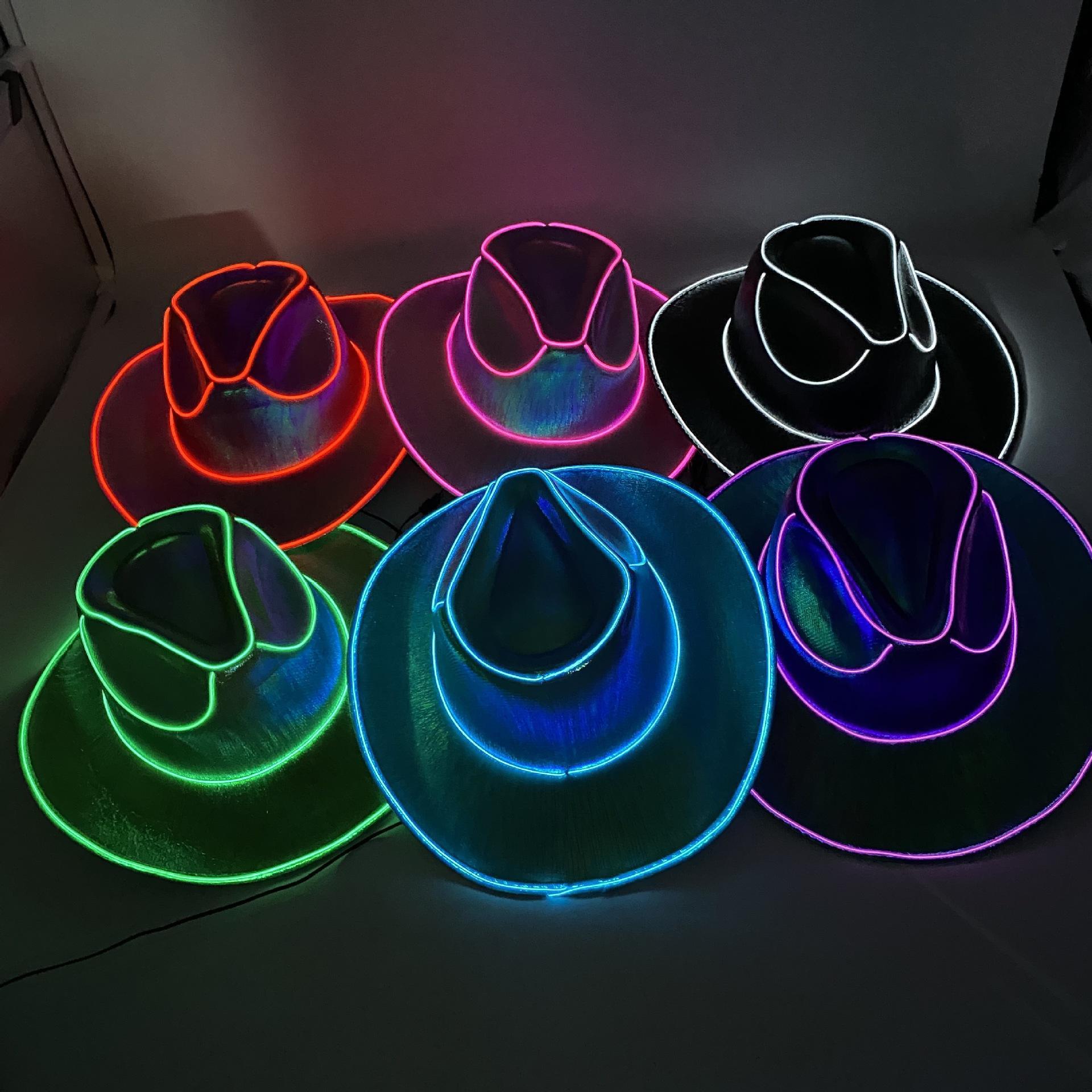 Colorful LED Light Up Hat Adult Cowboy Cowgirl Hat for Halloween Christmas Party EDC Cosplay costume Hats