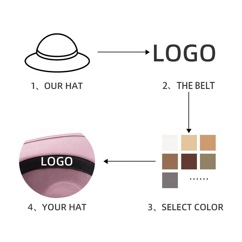 2022  Wholesale Fashion Custom Australian 100% Wool Felt Hat Multiple Color Stiff Hard Flat Wide Brim Fedora Hats  for Women Men