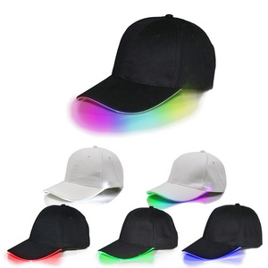 Wholesale Customized Printing Trucker Hat Cotton Snapback Light Hat Rave Lighted Glow Caps Flashing Luminous LED Baseball Cap