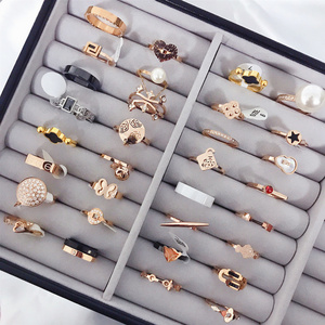 100pcs each kg light luxury ring for women titanium steel rose gold bulk jewelry mix and random stainless steel ring