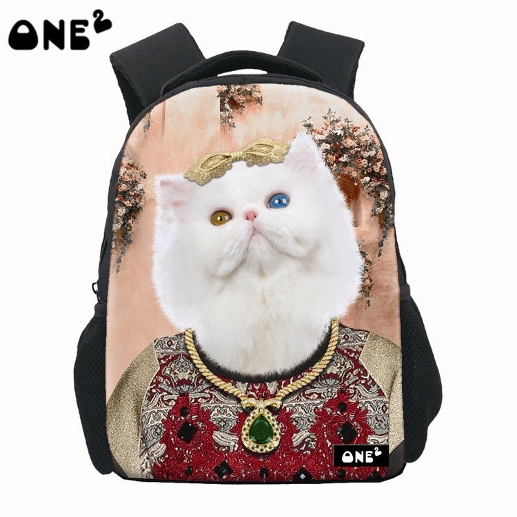 ONE2 Design kids nylon baby school bag for children with cat