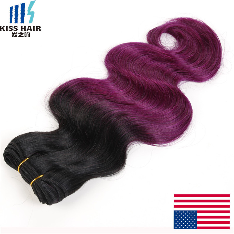 Factory Direct Price Natural Body Ombre Hair Weave, 1b/purple Ombre Color Hair, Ombre Virgin Hair