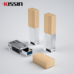 Kissin Factory Custom Logo Crystal 4gb 6gb 16gb 32gb 46gb 128gb 256gb Usb 3.0 Glass Usb Flash Drive