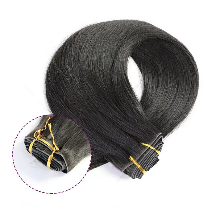 New product Invisible clip in hair extensions Virgin malaysian human hair natural straight PU Skin weft