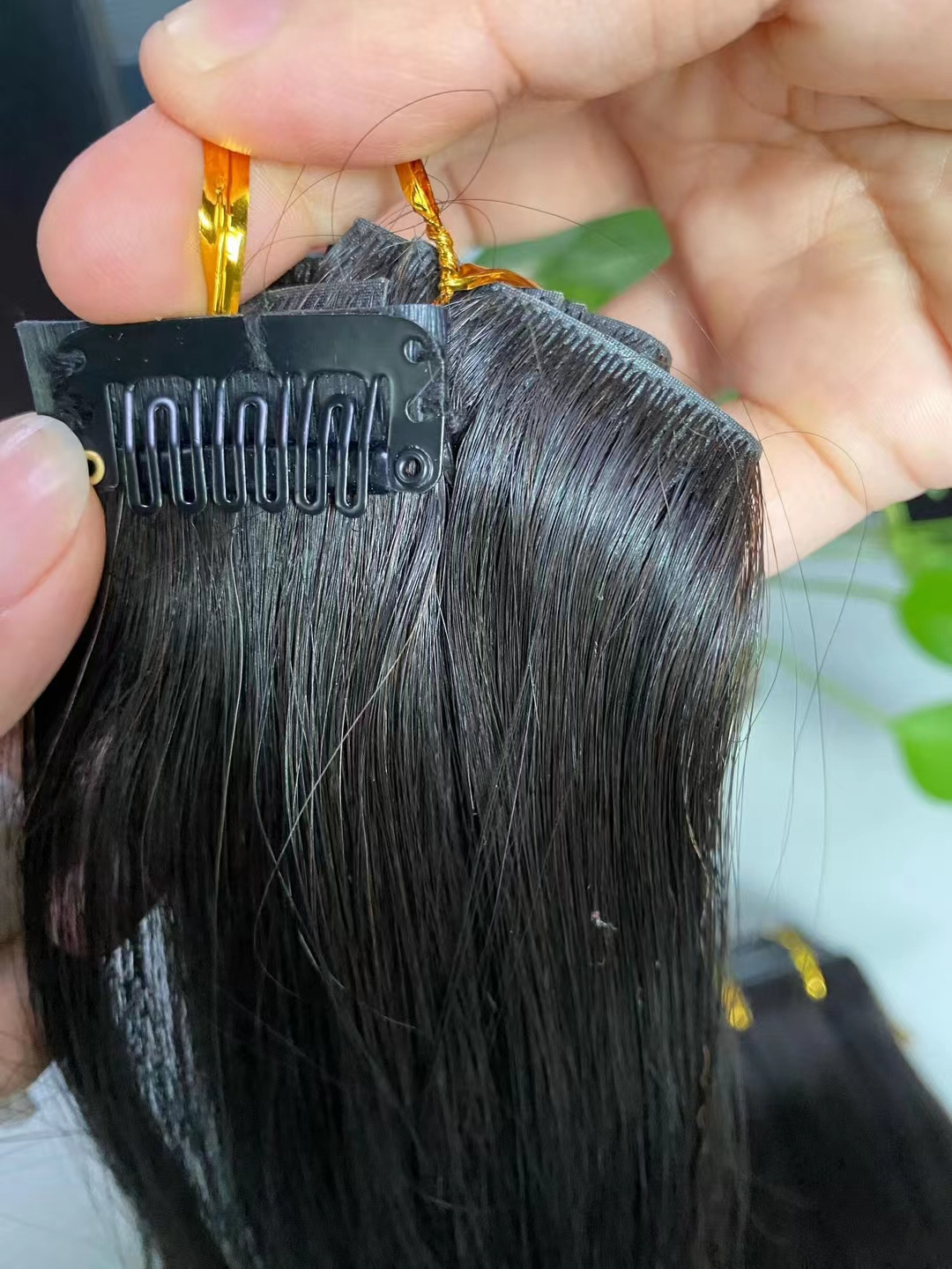 New product Invisible clip in hair extensions Virgin malaysian human hair natural straight PU Skin weft