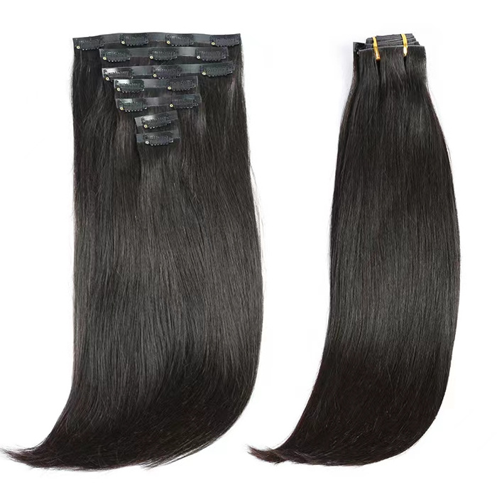 New product Invisible clip in hair extensions Virgin malaysian human hair natural straight PU Skin weft