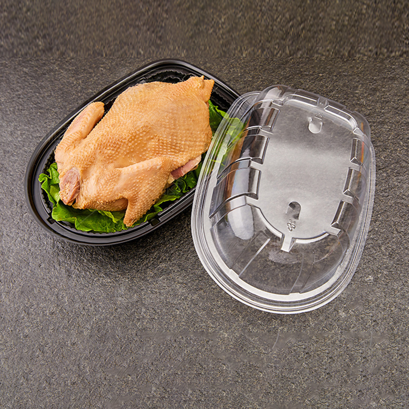 Rotisserie Chicken Roaster Container Plastic Disposable Take Out Containers Carrier with Clear High Dome Lid with Covers