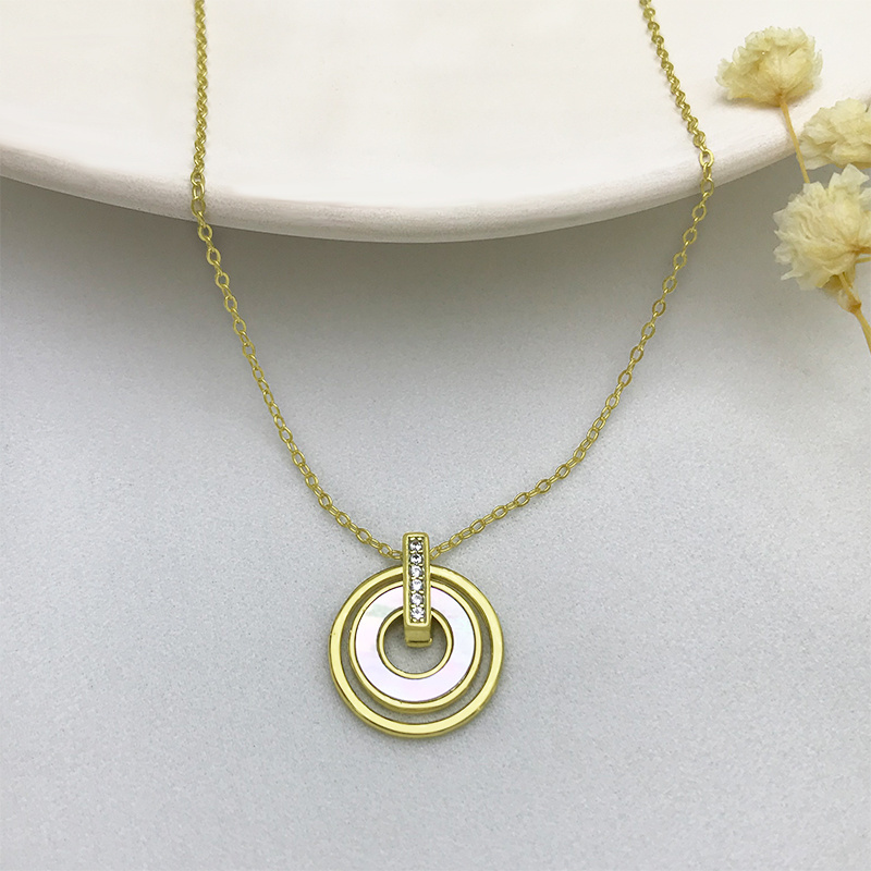 New Arrival Hollow Out Circle Double Loop Cross Pendant  Designer Jewelry 925 Sterling silver Gold Plated Necklace For Women