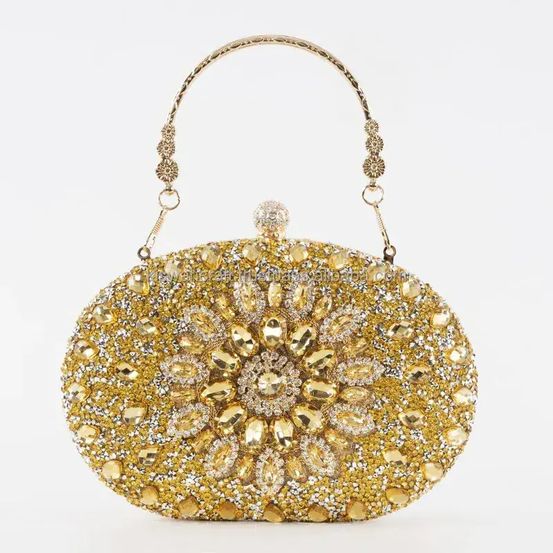 luxury exquisite rhinestone sunflower diamond buckle ladies purse for party women evening money bags