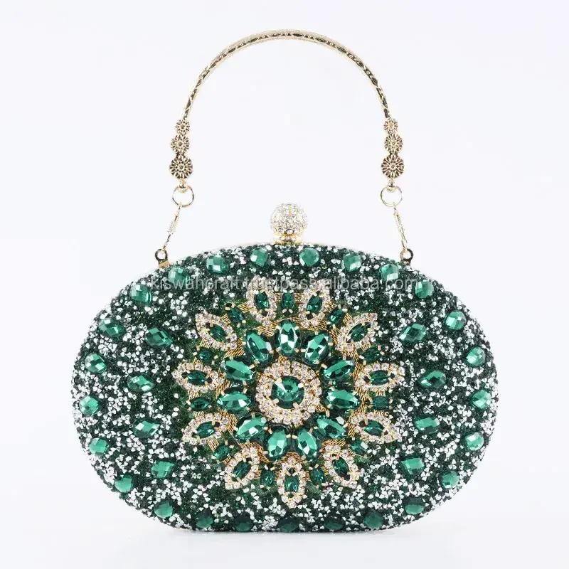 luxury exquisite rhinestone sunflower diamond buckle ladies purse for party women evening money bags