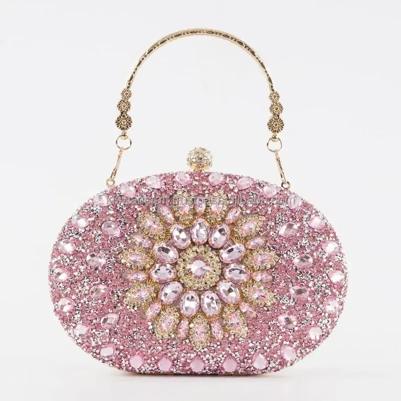 luxury exquisite rhinestone sunflower diamond buckle ladies purse for party women evening money bags