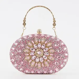 luxury exquisite rhinestone sunflower diamond buckle ladies purse for party women evening money bags