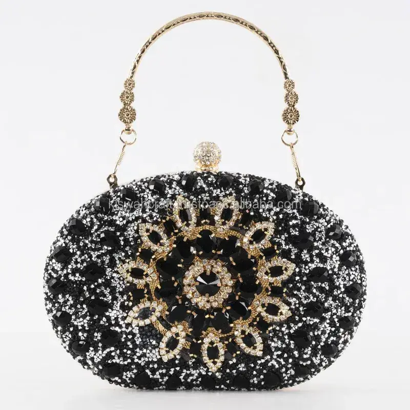 luxury exquisite rhinestone sunflower diamond buckle ladies purse for party women evening money bags