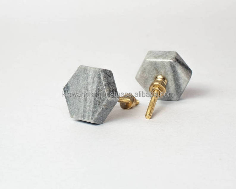 Hexagon Geometric Marble Stone Crafts Knob And Drawer Pull Modern Cabinet Hardware Farmhouse Drawer Pull