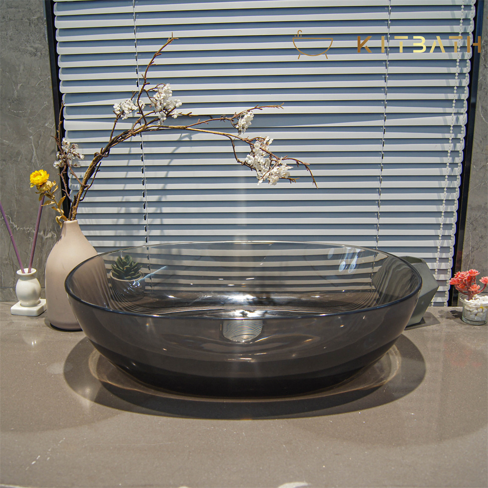 Counter Luxury  Oval Sink Washroom transparent Stone Wash Basin