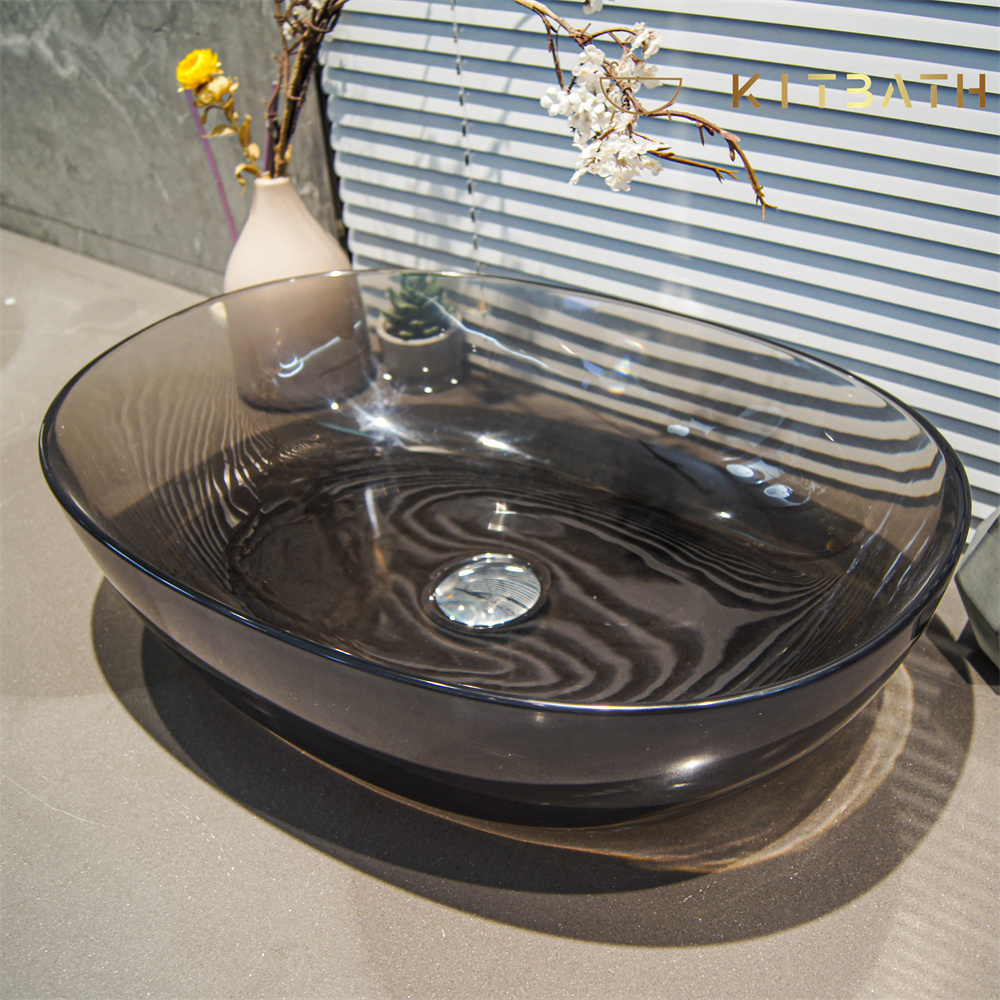 Counter Luxury  Oval Sink Washroom transparent Stone Wash Basin