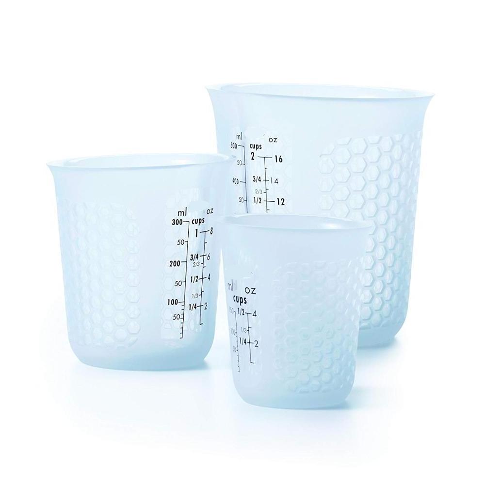 1000ml 500ml 250ml 120ml Silicone Food Measuring Cup Graduated Beaker Cooking Baking Kitchen Measuring Tools White Taza Medidora