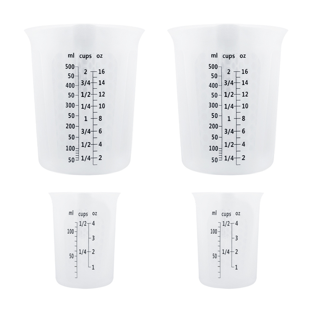 1000ml 500ml 250ml 120ml Silicone Food Measuring Cup Graduated Beaker Cooking Baking Kitchen Measuring Tools White Taza Medidora