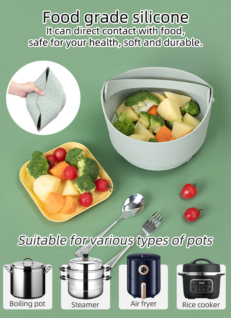 Bpa Free Silicone Steamer Basket 5Qt Cookers Accessories Durable Steamer For Steaming Food And Perfect Steamed Veggies