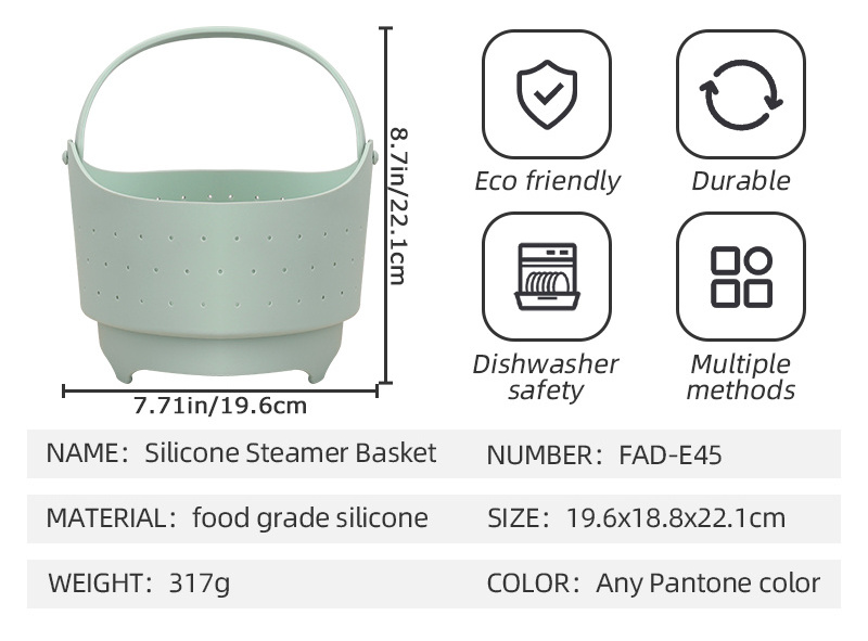 Bpa Free Silicone Steamer Basket 5Qt Cookers Accessories Durable Steamer For Steaming Food And Perfect Steamed Veggies