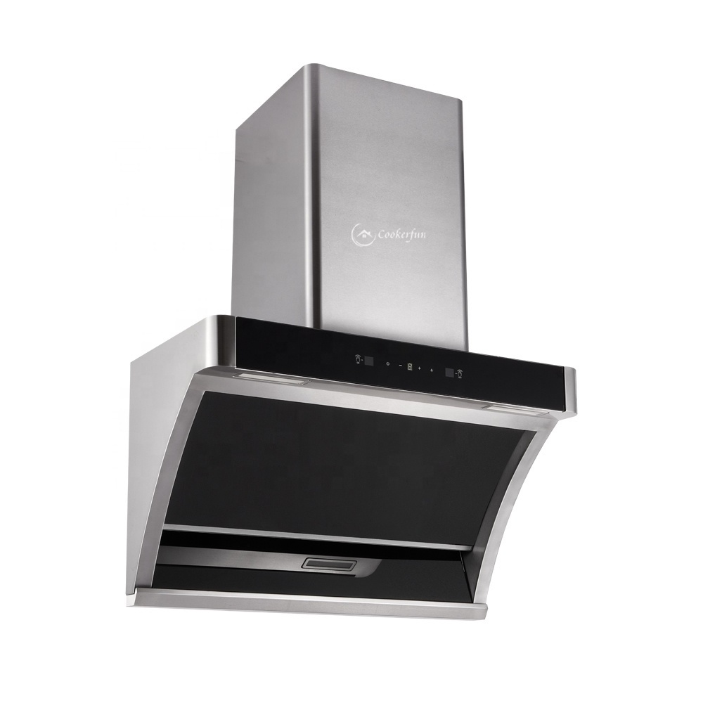 CE,CB 900mm Black Tempered Glass Automatic Open Chinese Kitchen Exhaust Range Hood Kitchen Chimney Exhaust Hood