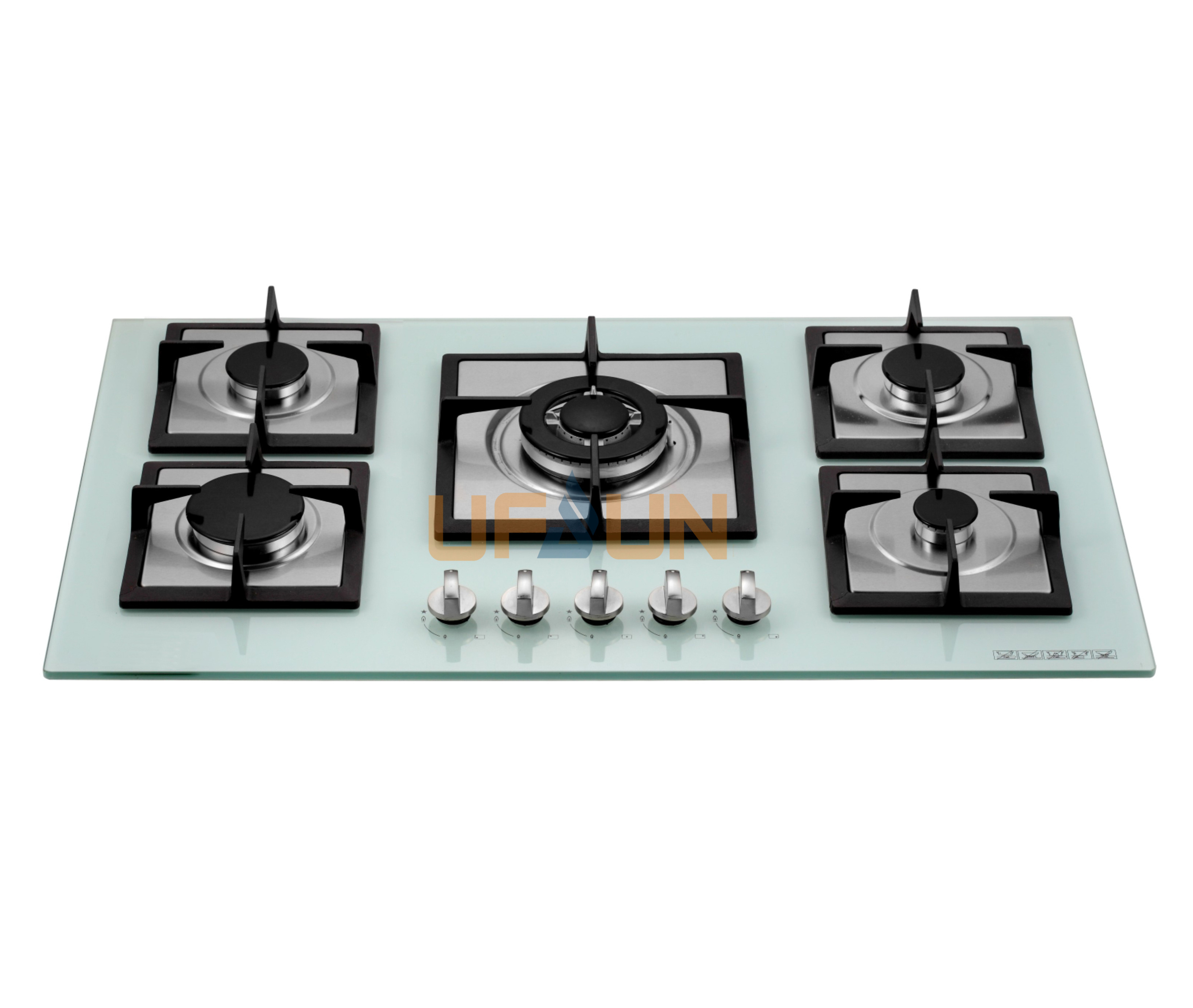 Long lifetime kitchen appliance 5 burners best glass type built in gas stove / gas hob / gas cooker