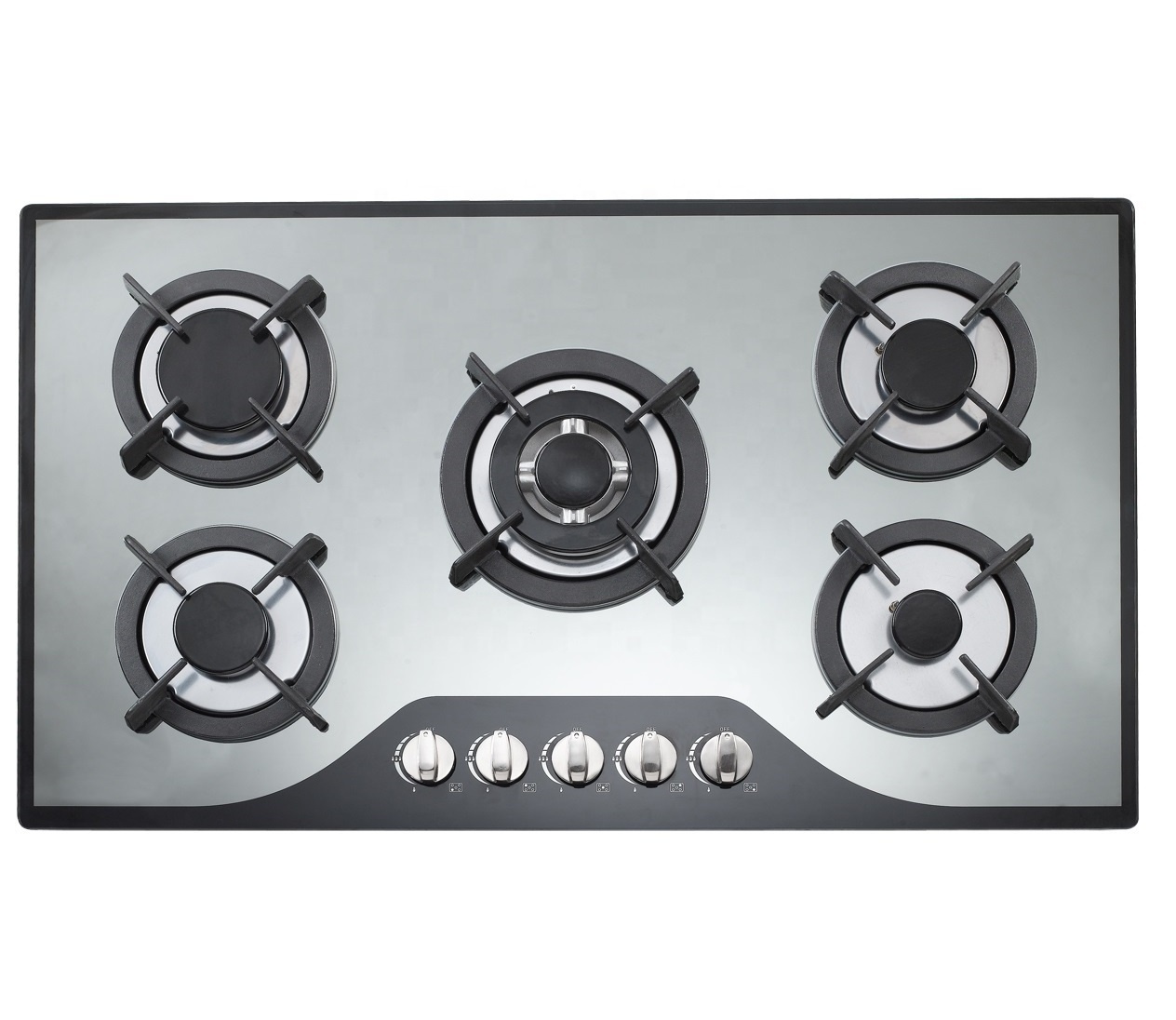 China supplier sales 5 Burner tempered glass copper brass burners Gas Cooker Cooktop gas stove stainless steel with stand