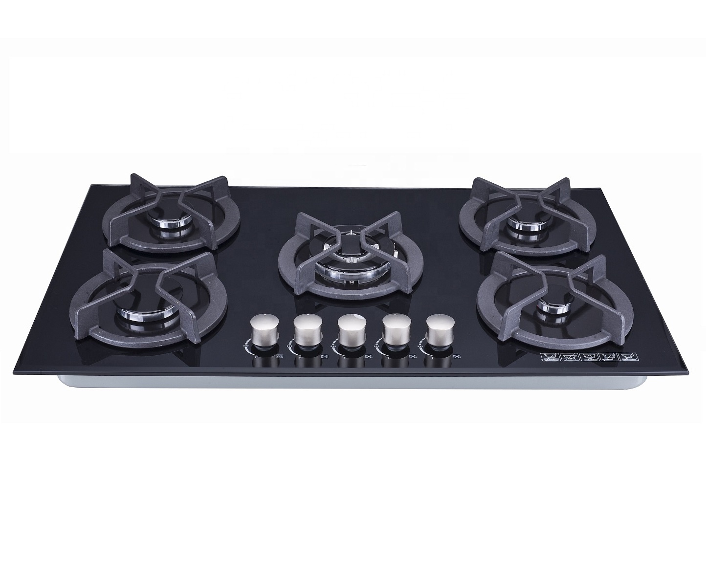 China supplier sales 5 Burner tempered glass copper brass burners Gas Cooker Cooktop gas stove stainless steel with stand