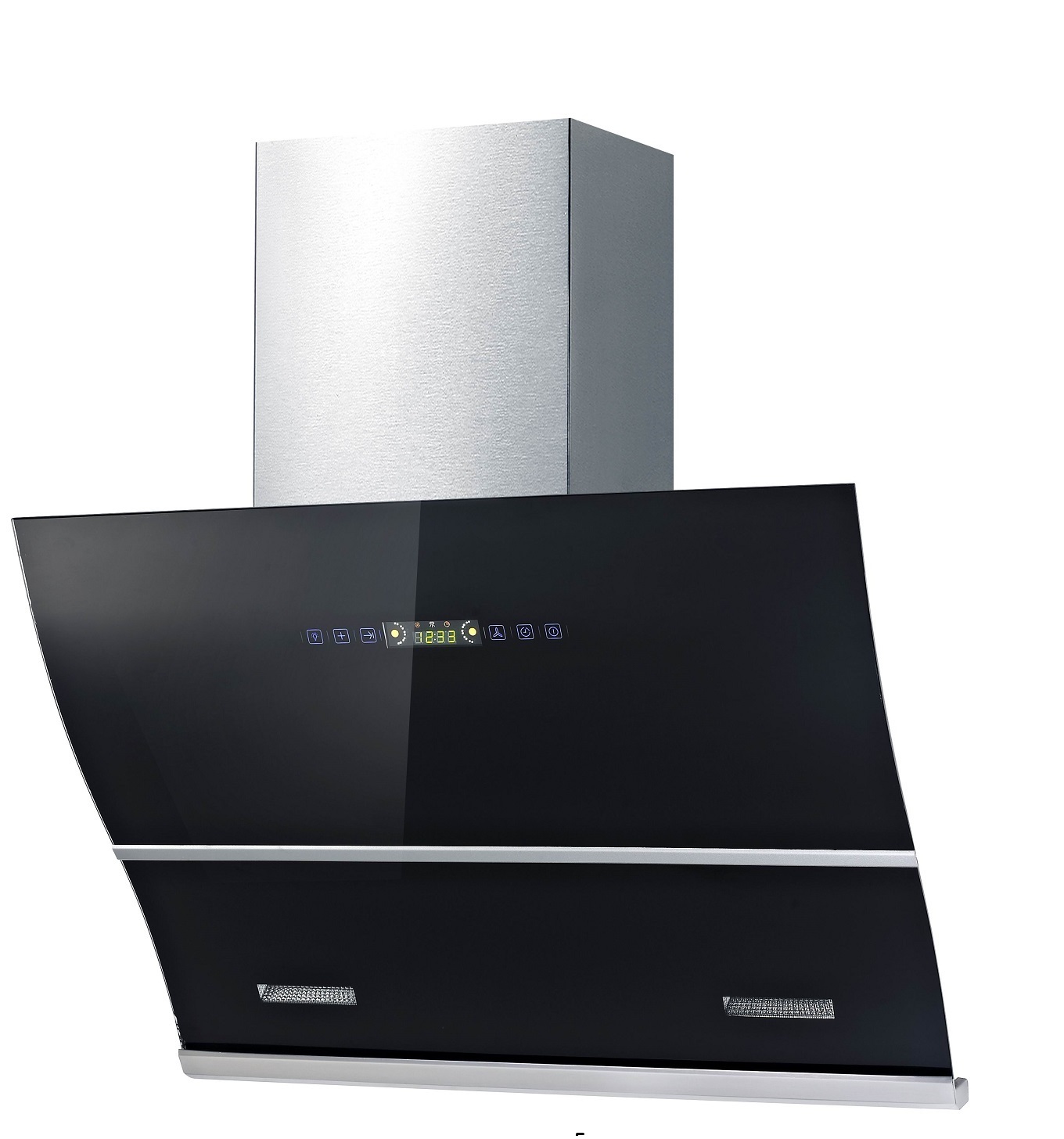 Custom Eco-friendly 900mm Black Tempered Glass Led Light Screen Touch Cooker Hood Kitchen Range Hood