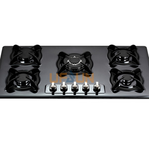 Long lifetime kitchen appliance 5 burners best glass type built in gas stove / gas hob / gas cooker