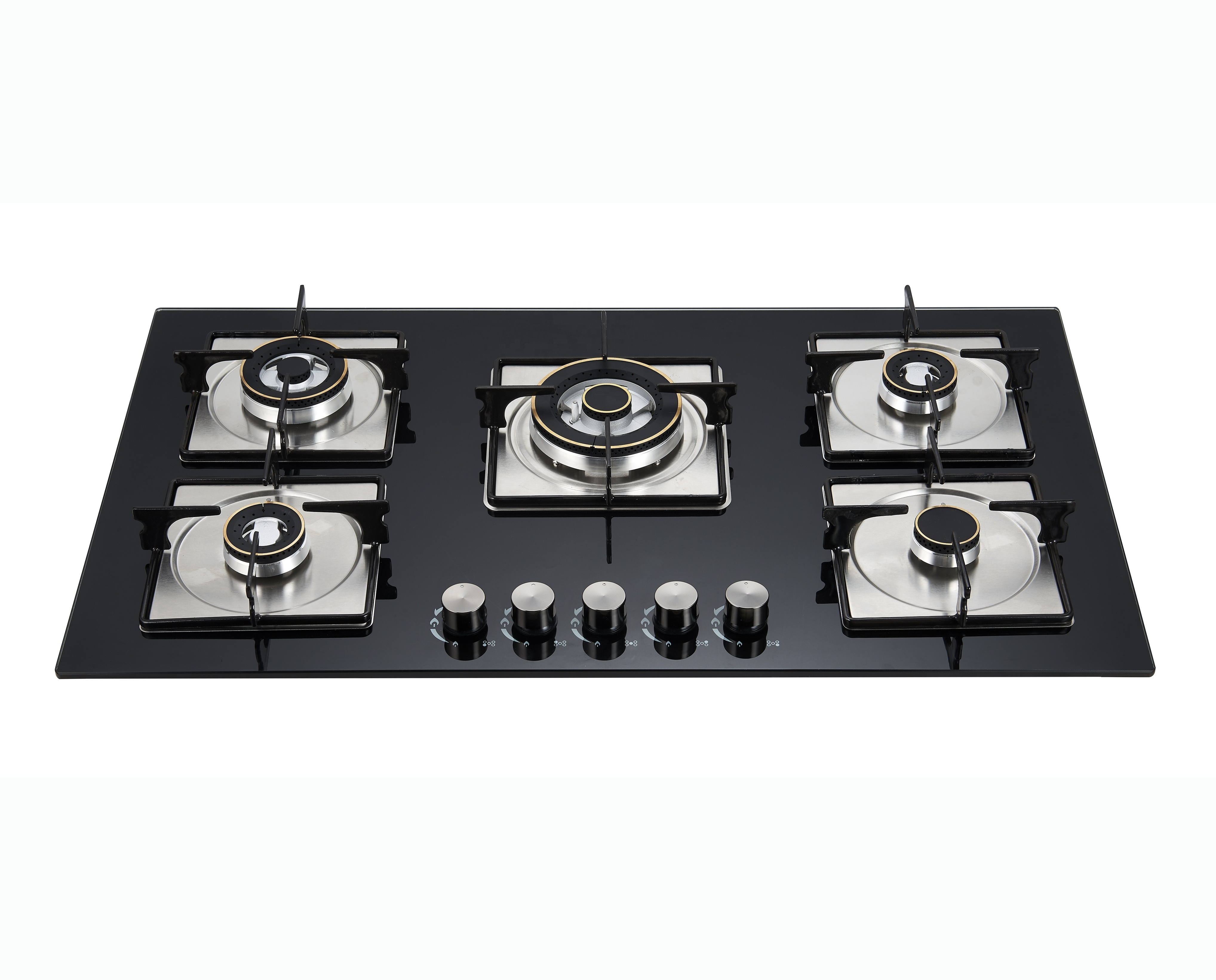 Long lifetime kitchen appliance 5 burners best glass type built in gas stove / gas hob / gas cooker