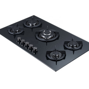 China supplier sales 5 Burner tempered glass copper brass burners Gas Cooker Cooktop gas stove stainless steel with stand