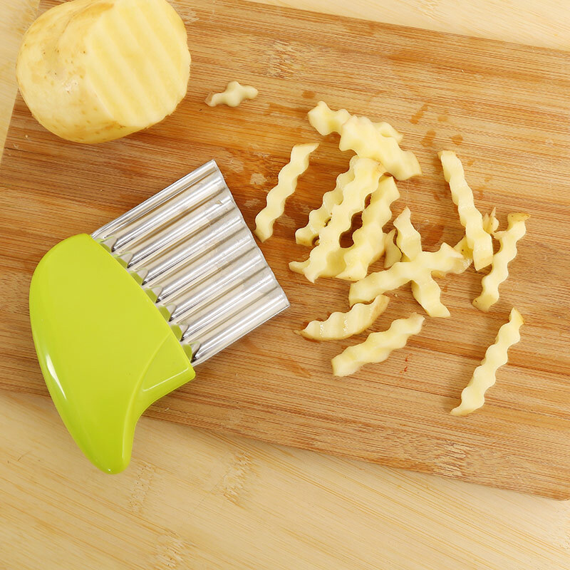 Stainless Steel Potato Chip Slicer Wrinkled French Fries Salad Corrugated Cutting Chopped Potato Slices Knife Convenient Gadget