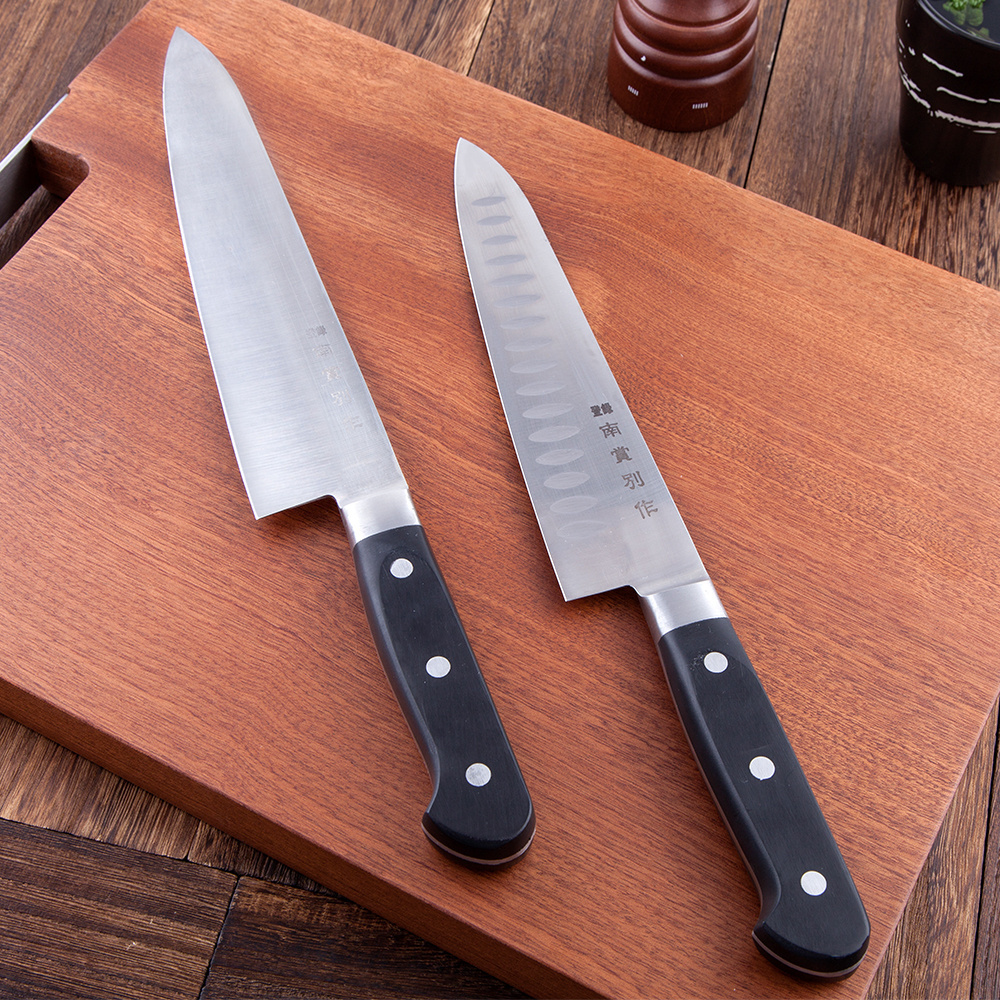 Cheap Wholesale Kitchen Knives ABS Forged Handle Serrated Stainless Steel Silver Black Meat Knife Steak Knife