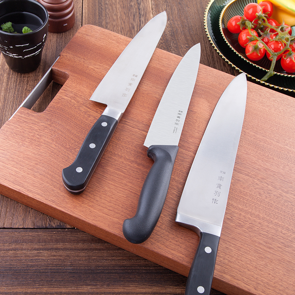 Cheap Wholesale Kitchen Knives ABS Forged Handle Serrated Stainless Steel Silver Black Meat Knife Steak Knife