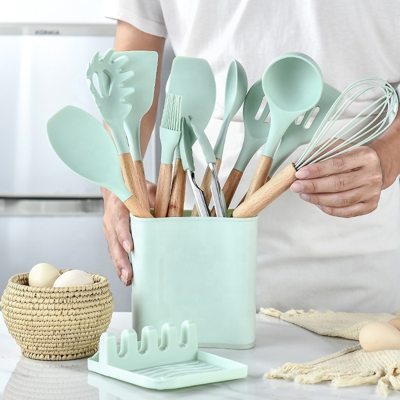 Ustensiles De Cuisine Utensilios De Cocina Unique Home and Kitchen Cooking Silicone Kitchen Utensils Set with Wooden Handle